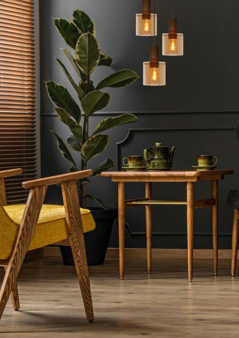 Lucide TOLEDO - Závesné svietidlo - 3xE27 - Amber